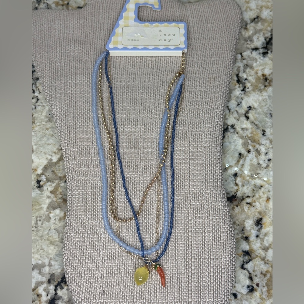 Nwt a new day Lemon Carrots Beaded Multi Strands Necklace